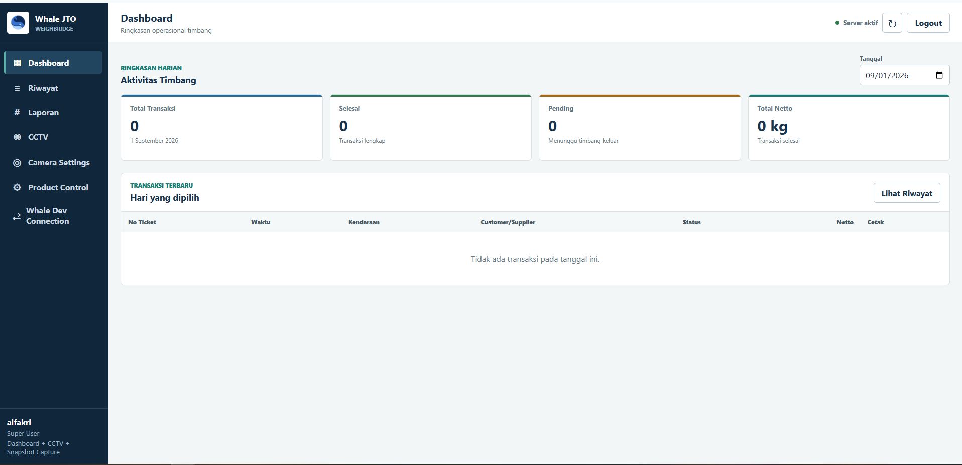 Dashboard monitoring Whale JTO Pro