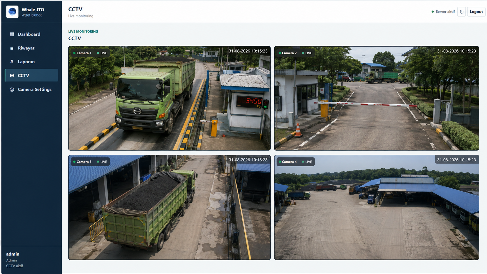 CCTV live monitoring 4 kamera Whale JTO Pro